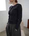 Dot frill cardigan