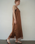 Race satin camisole one-piece
