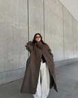 Curve sleeve raglan trench coat