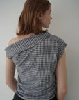 Asymmetry check blouse