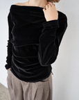 【予約販売】10月上旬-発送 Unbalance gather sier velours tops