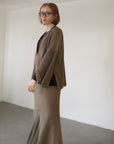 【SET】Deep V sleeve slit knit setup