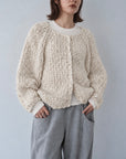 Chunky hand knit crew neck cardigan