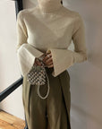 Sleeve flare knit turtle tops