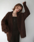 Shaggy mohair long cardigan