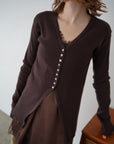 【再入荷】Vneck button lib cardigan