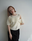 Cross design half sleeve knit
