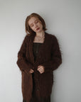 Shaggy mohair long cardigan