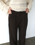 Side pleats slacks pants