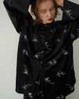 Velours flower pattern Shirt
