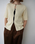 Front button half sleeve top
