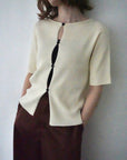 Front button half sleeve top