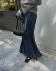 Satin wrinkle processing skirt
