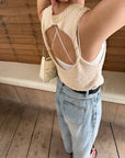 Back open knit tops