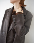 Bi-color cuffs leather jacket