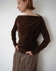 【予約販売】10月上旬-発送 Unbalance gather sier velours tops