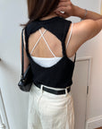 Back open knit tops