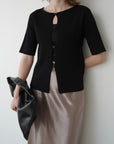 Front button half sleeve top