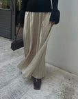Satin wrinkle processing skirt