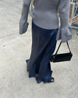 Satin wrinkle processing skirt