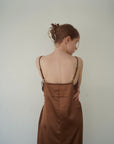 Race satin camisole one-piece