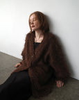 Shaggy mohair long cardigan