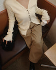 【再入荷】Vneck button lib cardigan