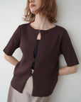 Front button half sleeve top