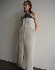 Denim bear zip one-piece