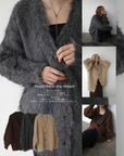 Shaggy mohair long cardigan