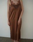 Race satin camisole one-piece