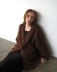 Shaggy mohair long cardigan