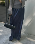 Satin wrinkle processing skirt