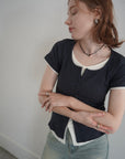 Layered lib half sleeve tops