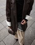 Bi-color cuffs leather jacket