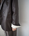 Bi-color cuffs leather jacket