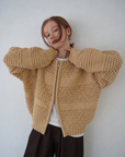 Low Gauge Texture Zip Cardigan