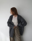 Shaggy mohair long cardigan