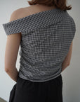 Asymmetry check blouse