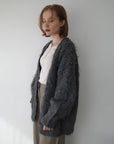 Shaggy mohair long cardigan