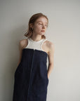 Denim bear zip one-piece