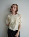 Cross design half sleeve knit