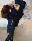 Denim bear zip one-piece