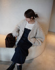 Denim bear zip one-piece
