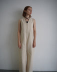V open denim jumpsuit