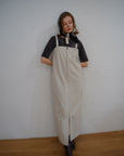 Denim bear zip one-piece
