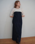 Denim bear zip one-piece