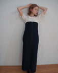 Denim bear zip one-piece