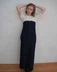 Denim bear zip one-piece