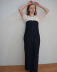 Denim bear zip one-piece